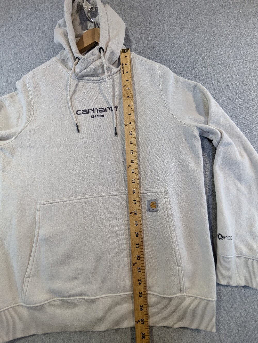 Carhartt Force Relaxed Fit Logo Hoodie Women's Large Cream Moisture Wicking - Picture 12 of 12